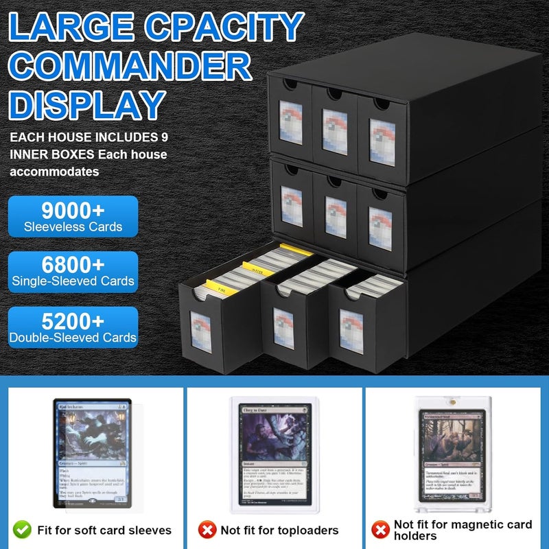 BILIPLE 9000+ Trading Card Storage Box for Commander Display, Card Deck Box Cardboard with 48 Dividers, Labels & Tapes, Trading Card Collection Box Fit for TCG, PTCG, MTG and Sport Cards - Image 3